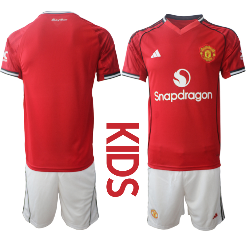 Youth 2025-2026 Club Manchester United home Red Blank Soccer Jersey